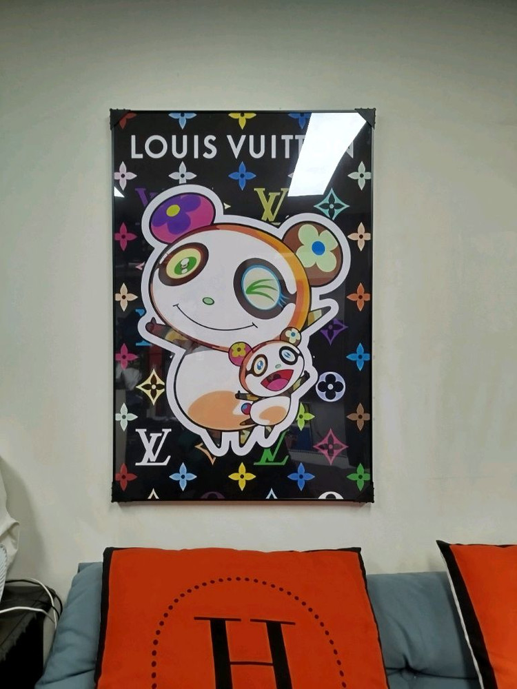 루이비통 카이카이키키 대형 그림액자 그림 액자 팝아트 인테리어소품 명품그림 명품액자 꽃 곰인형 콜라보 인테리어--8