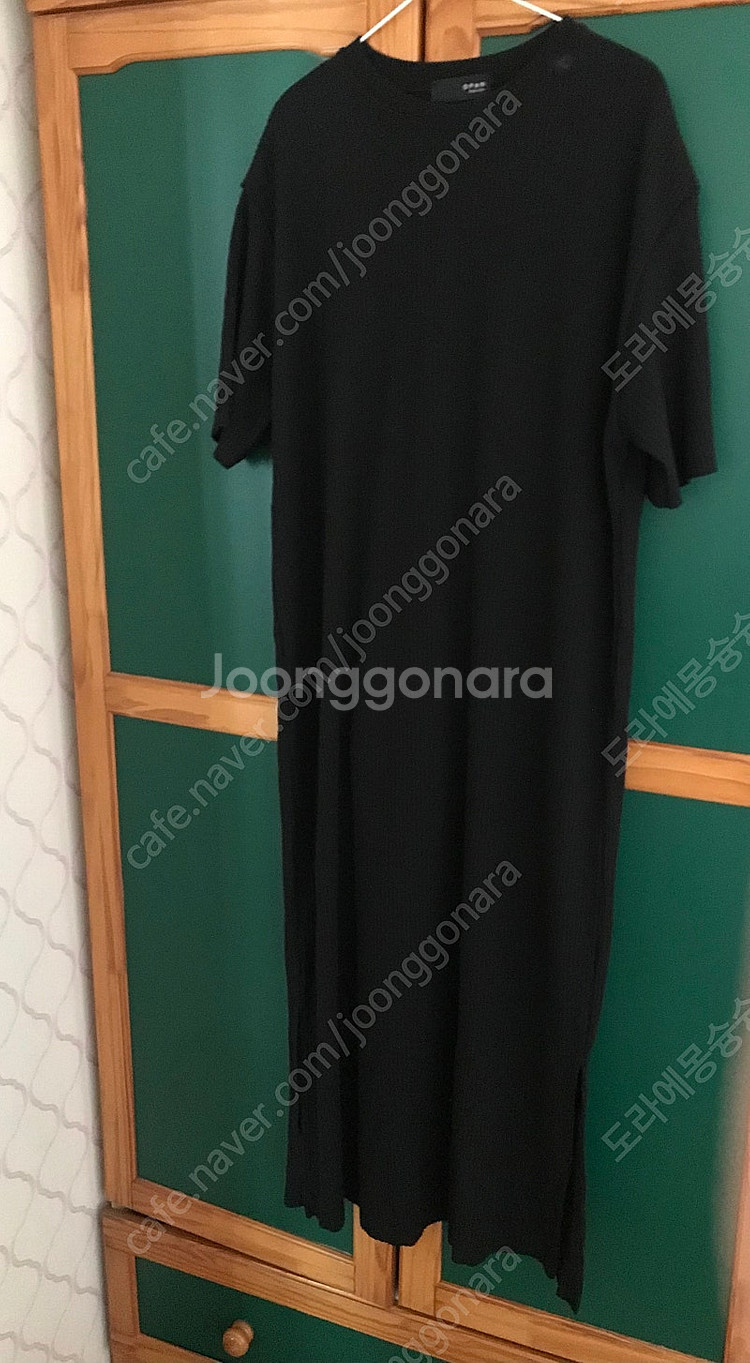 린넨 골지 니트 롱 원피스 블랙--2
