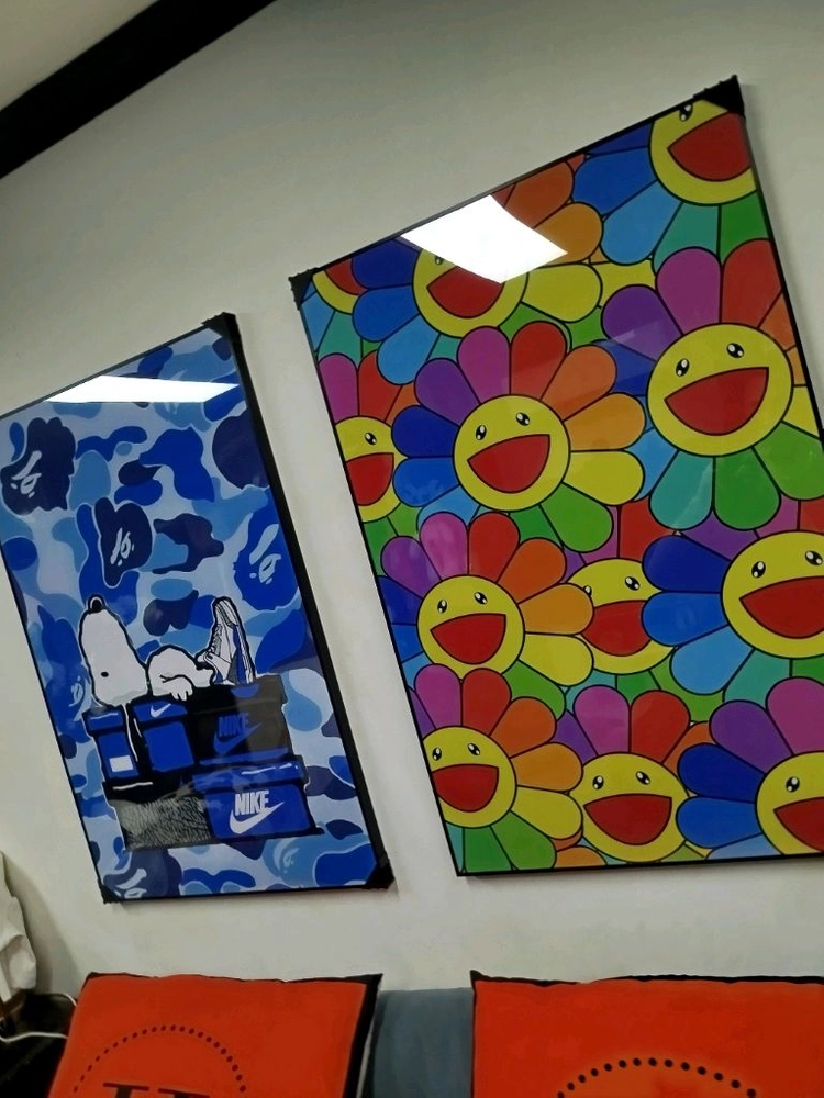 카이카이키키 무라카미다카시 대형 그림액자 그림 액자 팝아트 인테리어소품 명품그림 명품액자 꽃 곰인형 콜라보 인테리어 이미지