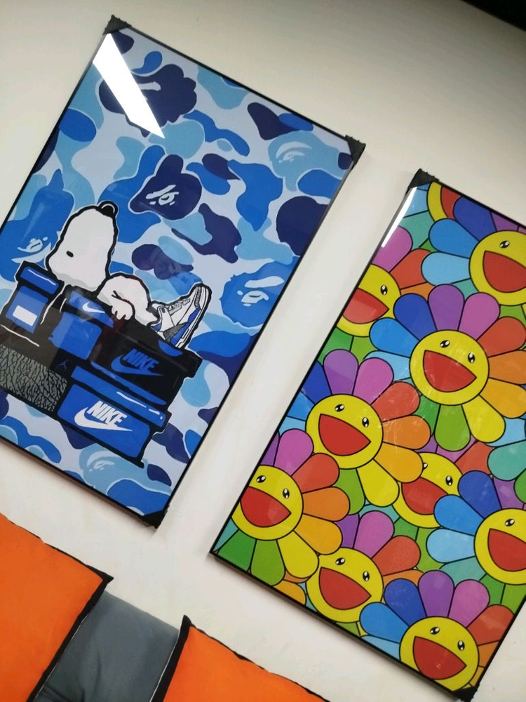 카이카이키키 무라카미다카시 대형 그림액자 그림 액자 팝아트 인테리어소품 명품그림 명품액자 꽃 곰인형 콜라보 인테리어--6