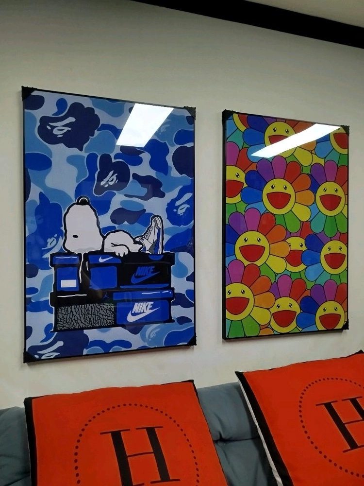카이카이키키 무라카미다카시 대형 그림액자 그림 액자 팝아트 인테리어소품 명품그림 명품액자 꽃 곰인형 콜라보 인테리어 이미지