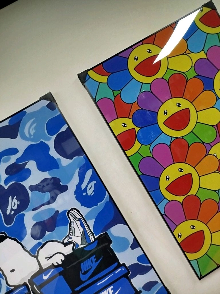 카이카이키키 무라카미다카시 대형 그림액자 그림 액자 팝아트 인테리어소품 명품그림 명품액자 꽃 곰인형 콜라보 인테리어 이미지