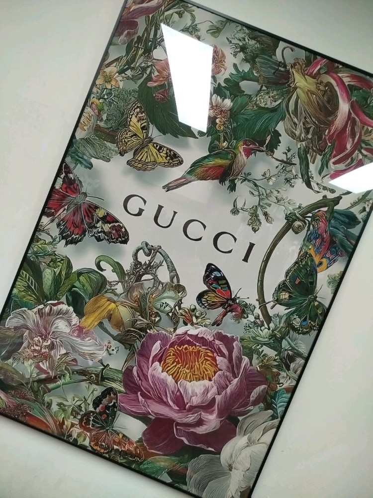 구찌 나비 새 나무 감성 대형 그림액자 그림 액자 팝아트 인테리어소품 명품그림 명품액자 꽃 곰인형 콜라보 인테리어--1