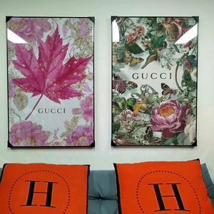 구찌 단풍 나비 새 나무 대형 그림액자 그림 액자 팝아트 인테리어소품 명품그림 명품액자 꽃 곰인형 콜라보 인테리어