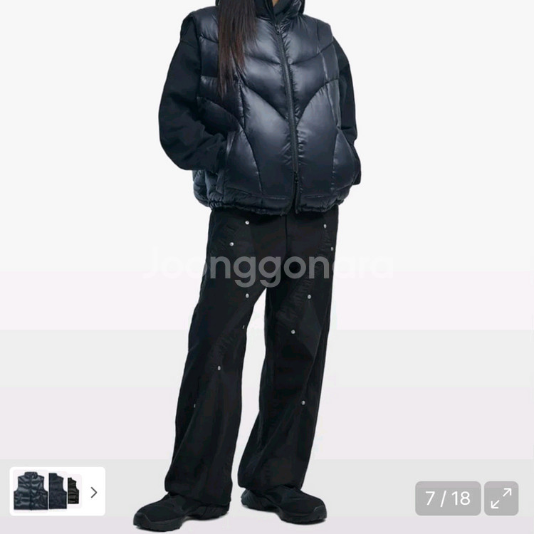 노매뉴얼 덕다운 패딩조끼 L사이즈 (글로시 블랙)--2