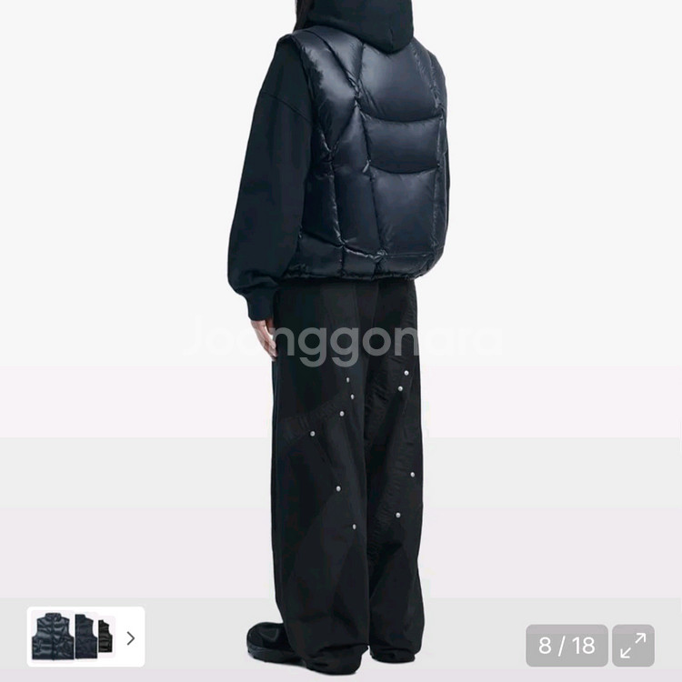 노매뉴얼 덕다운 패딩조끼 L사이즈 (글로시 블랙)--3