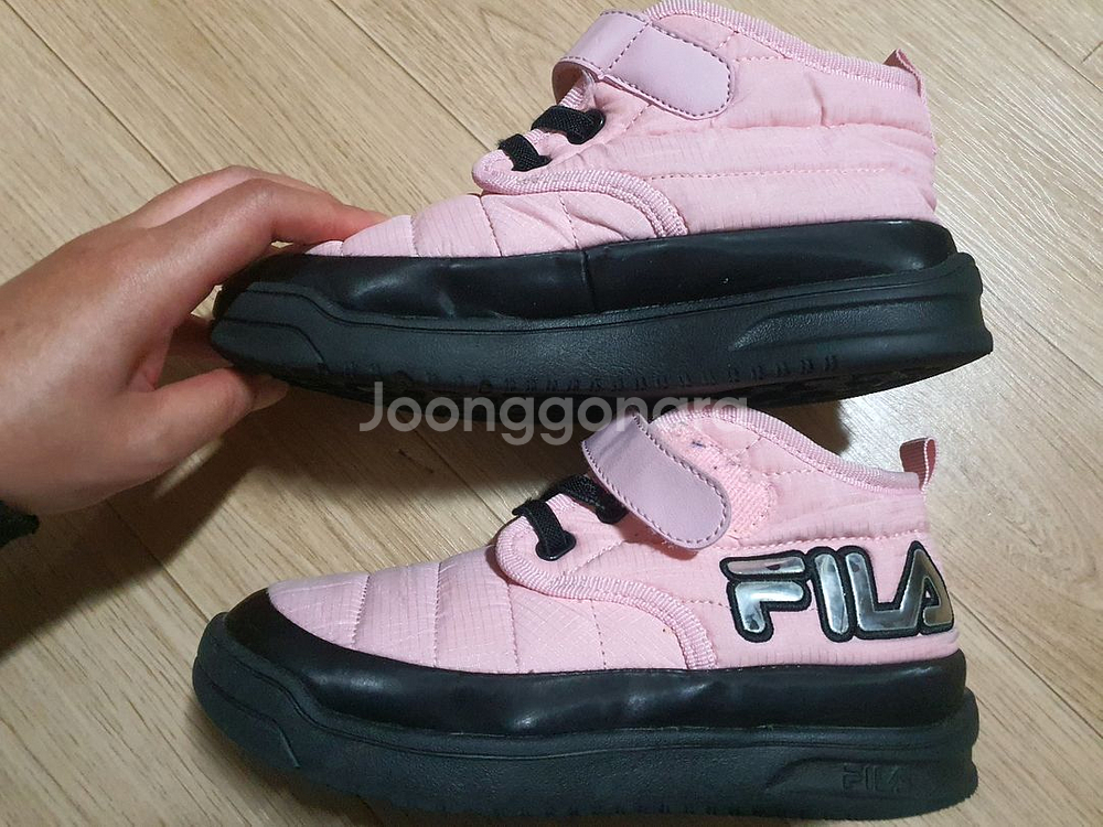 215mm 휠라 여아 패딩 기모 숏부츠 신발 운동화--2
