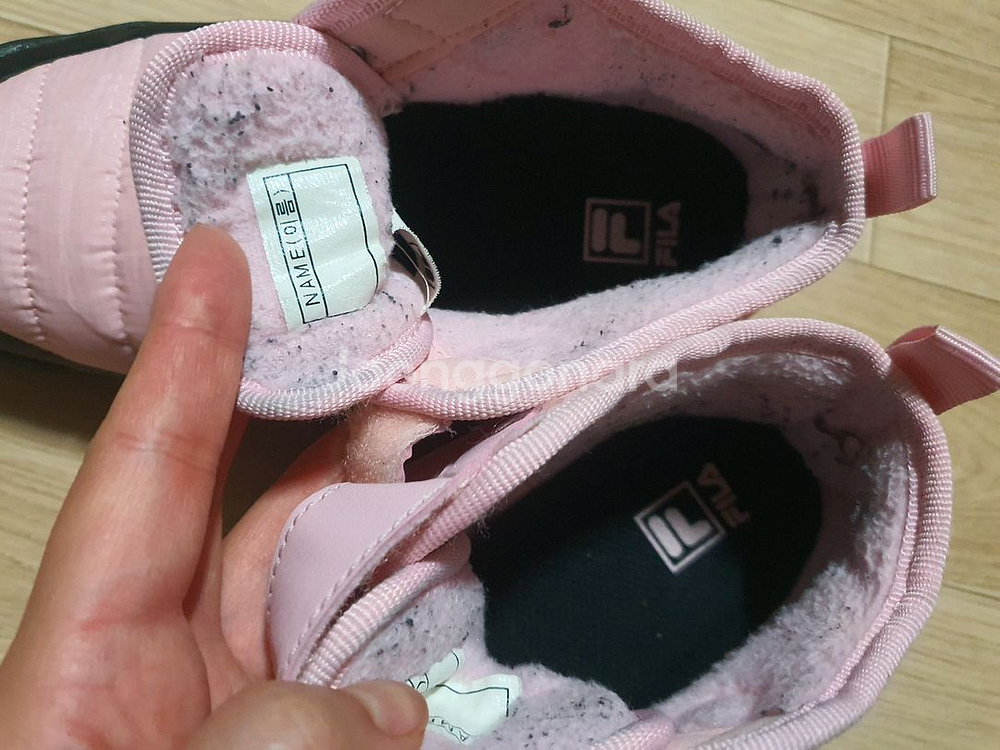 215mm 휠라 여아 패딩 기모 숏부츠 신발 운동화--4