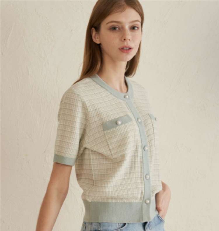 트위드 가디건 자켓 민트--1