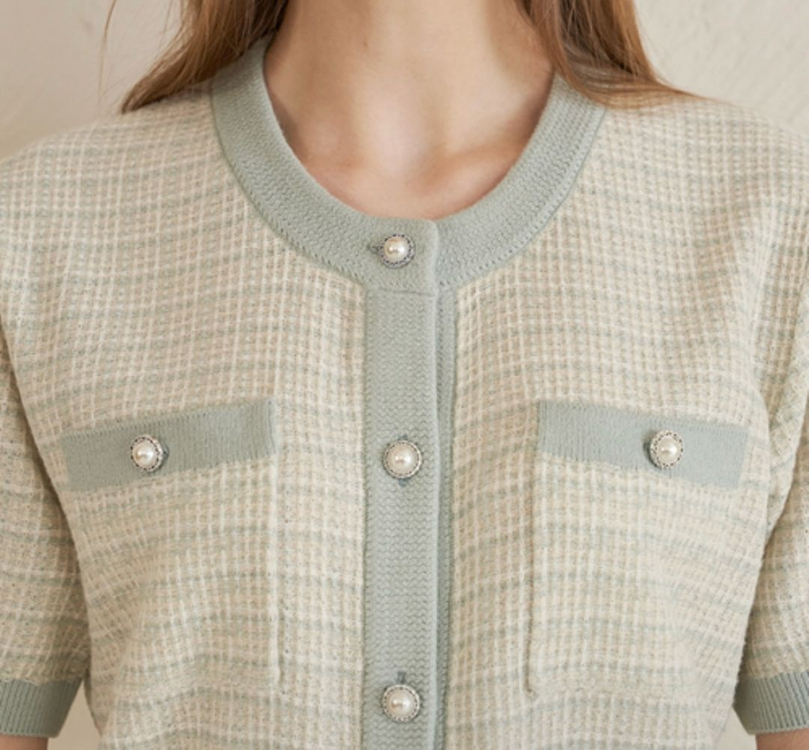 트위드 가디건 자켓 민트--2