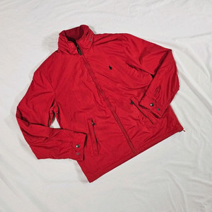 [M] 빈티지 폴로 랄프로렌 레드 후리스 안감 바람막이 패디드 점퍼 자켓