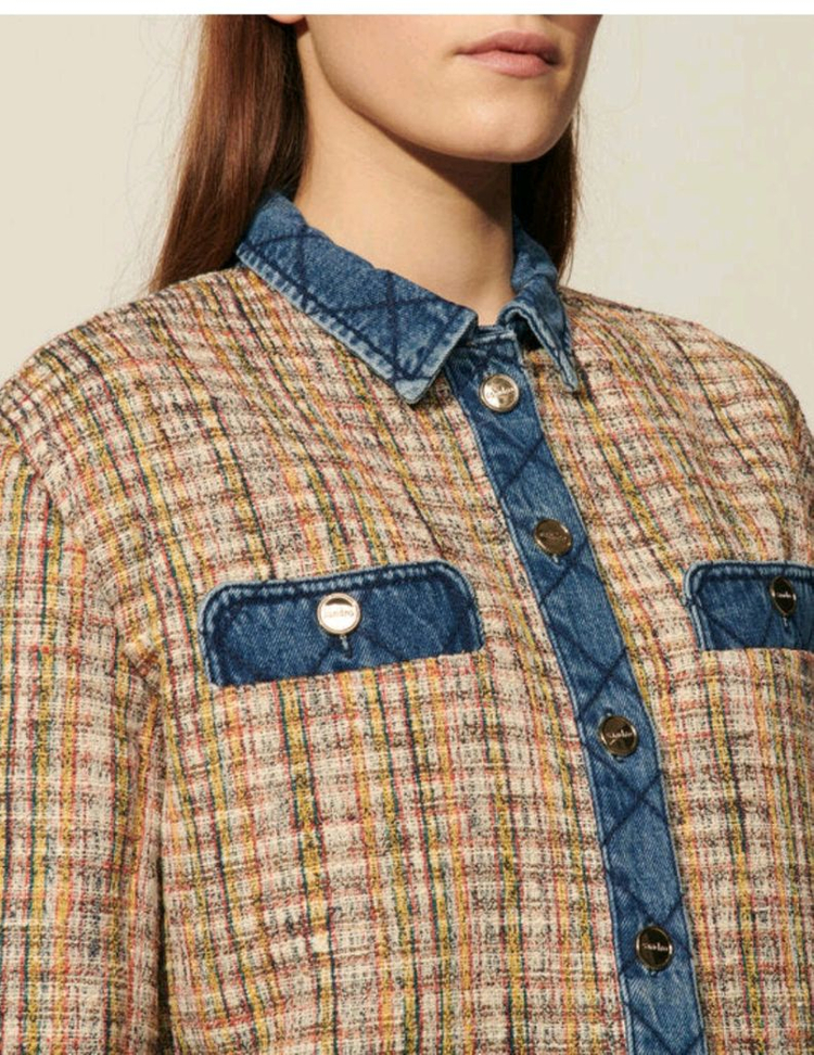 산드로 크리스틴 멀티 트위드 데님 자켓 34--1