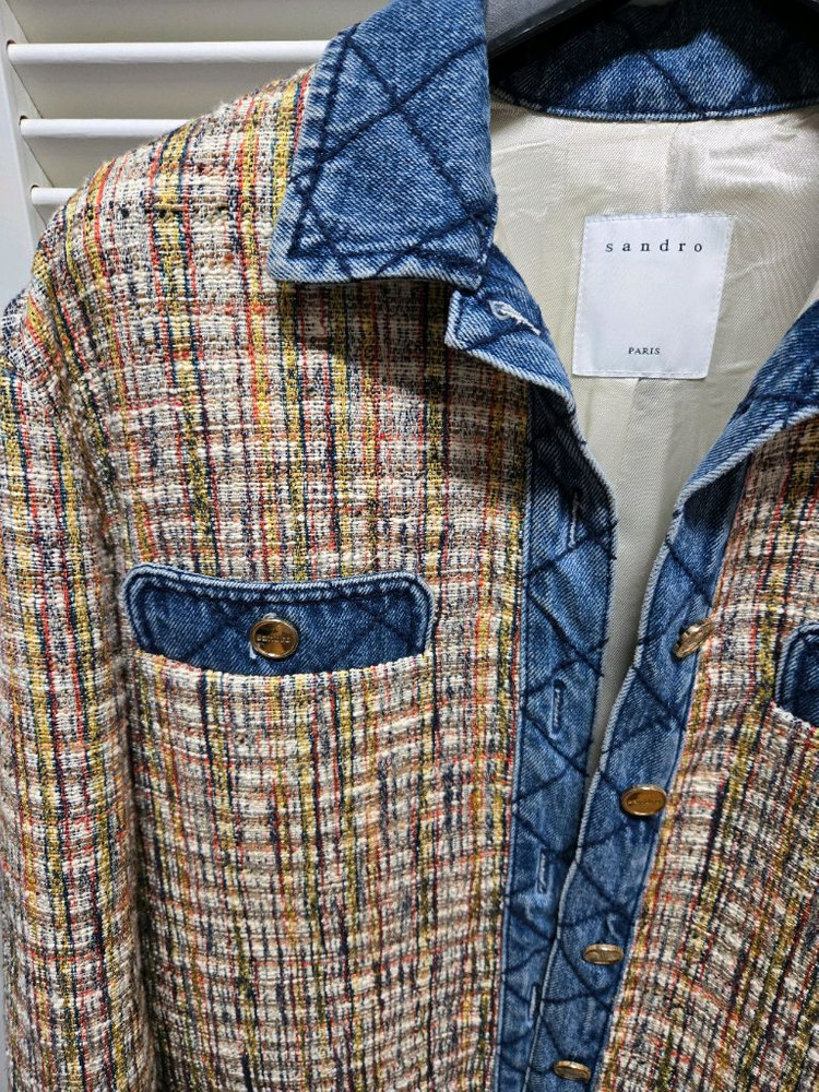 산드로 크리스틴 멀티 트위드 데님 자켓 34--5