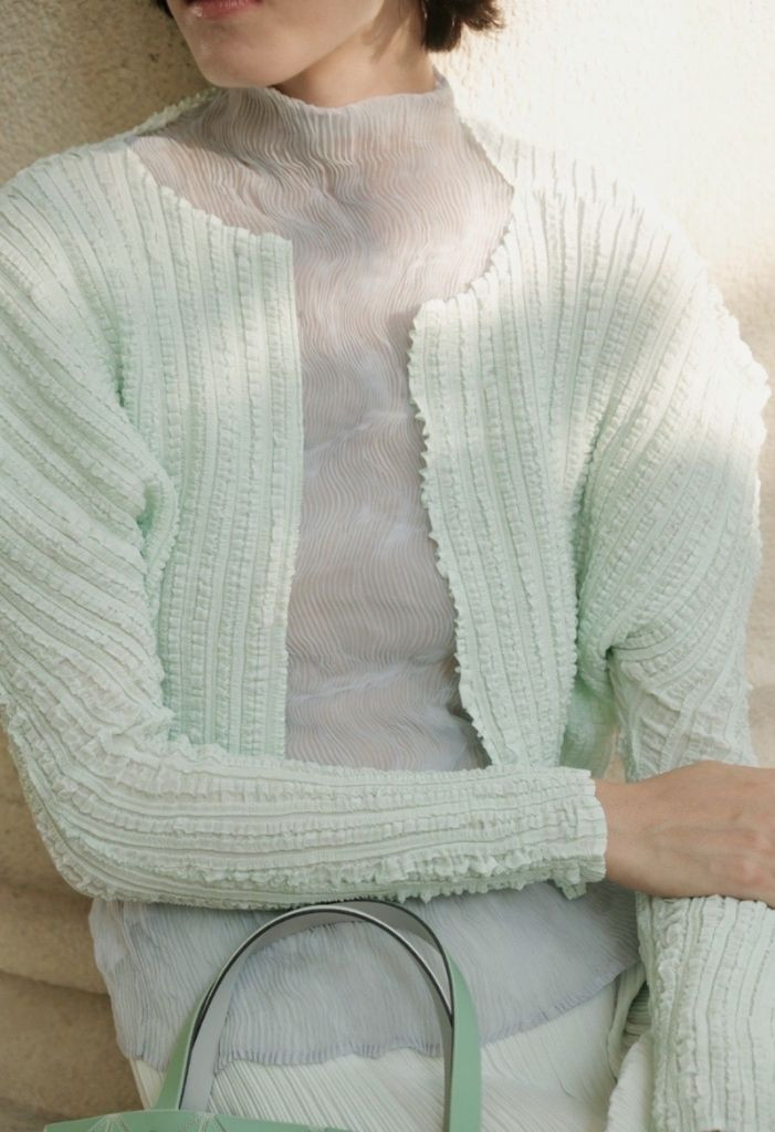 이세이미야케 젤리피쉬 가디건&해칭 스커트--4