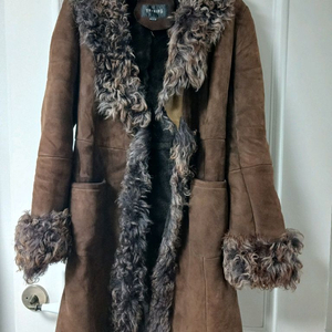 퍼 트림 레더 코트 100%양털 브랜드 무스탕롱코트