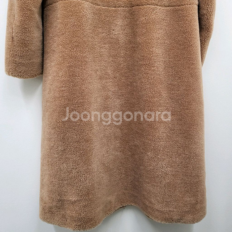 모스코나 100% 양모 무스탕 폭스퍼 후드 코트--5