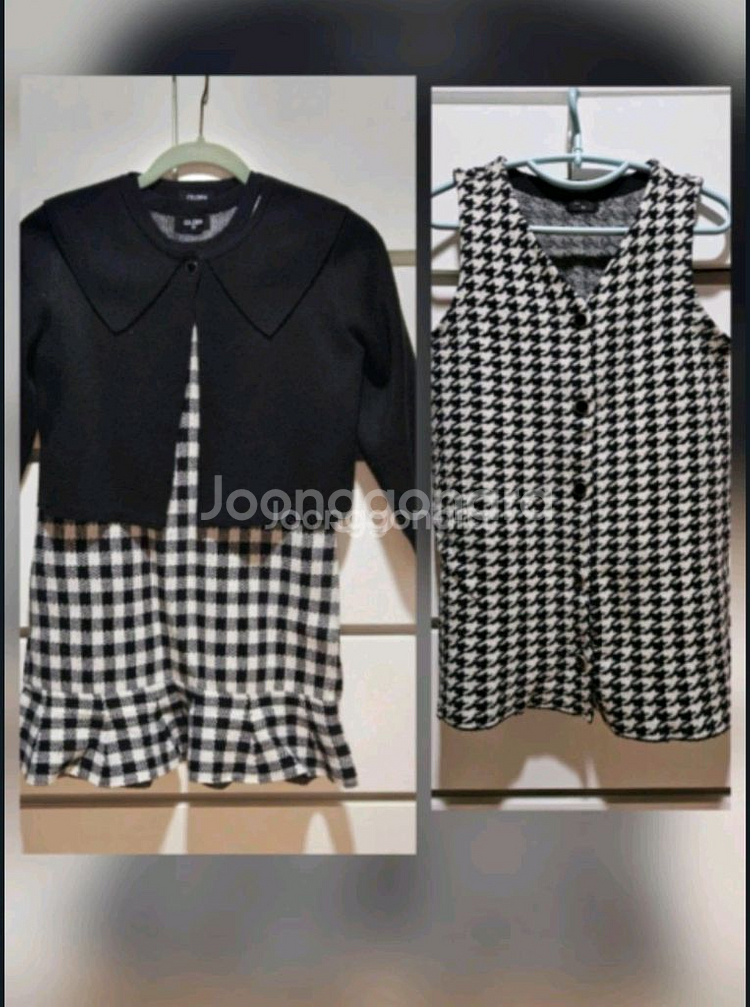 로엠걸즈 패턴 원피스겸 조끼 세트--0