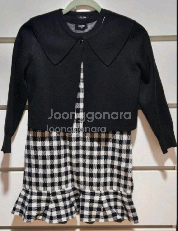 로엠걸즈 패턴 원피스겸 조끼 세트--1