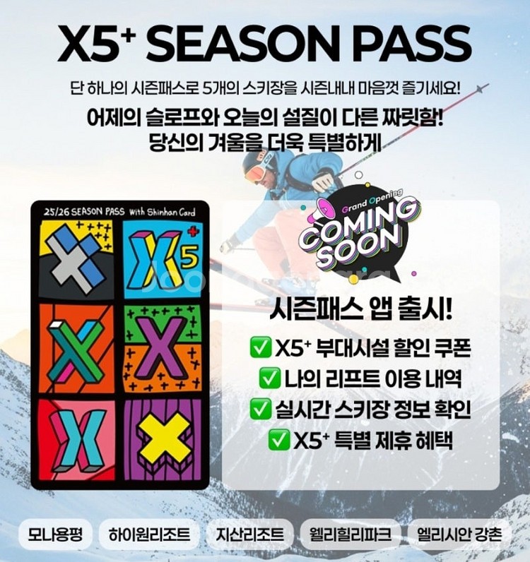 x5 시즌권 (성인) 미등록 / 스키장 시즌패스