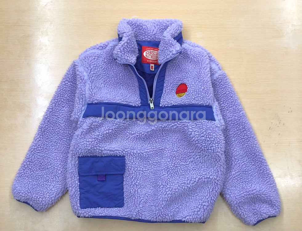 130아이스비스킷 후리스 뽀글이 반집업 맨투맨 보라색 정품 주니어--0