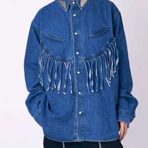 [L] TOGA 토가 프린지 데님 셔츠 인디고 블루