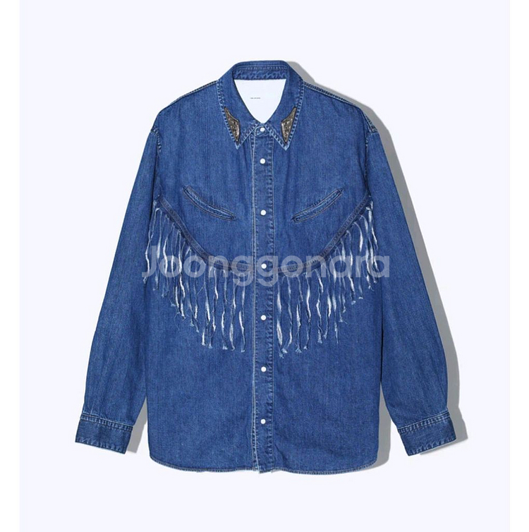 [L] TOGA 토가 프린지 데님 셔츠 인디고 블루--1