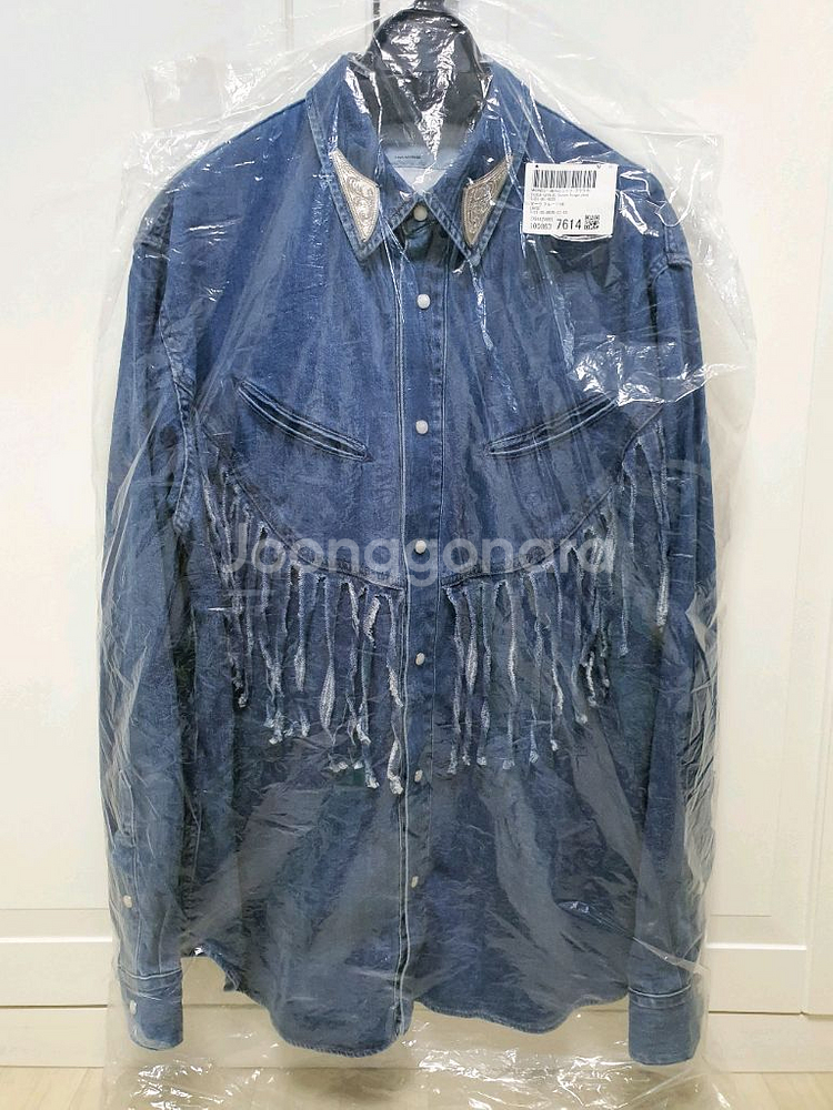 [L] TOGA 토가 프린지 데님 셔츠 인디고 블루--3