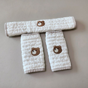 하두언니 유모차 안전바 커버 안전벨트 커버 세트 영유아 유모차용품 곰돌이 이미지