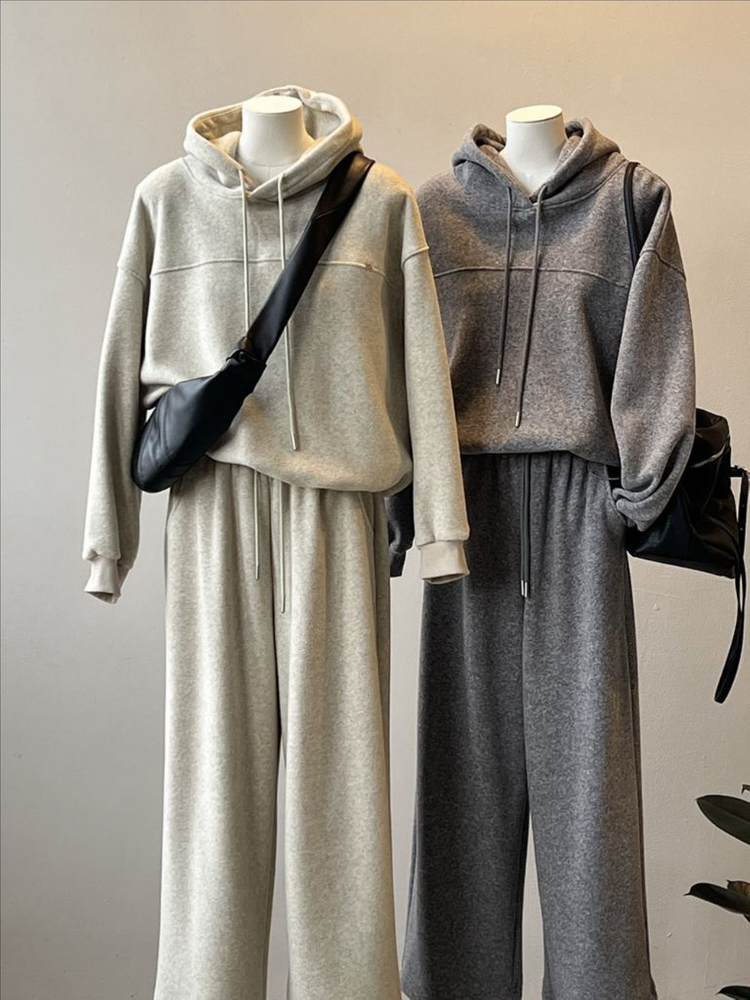 고급 니트 기모 트레이닝세트 오트밀 새제품--1