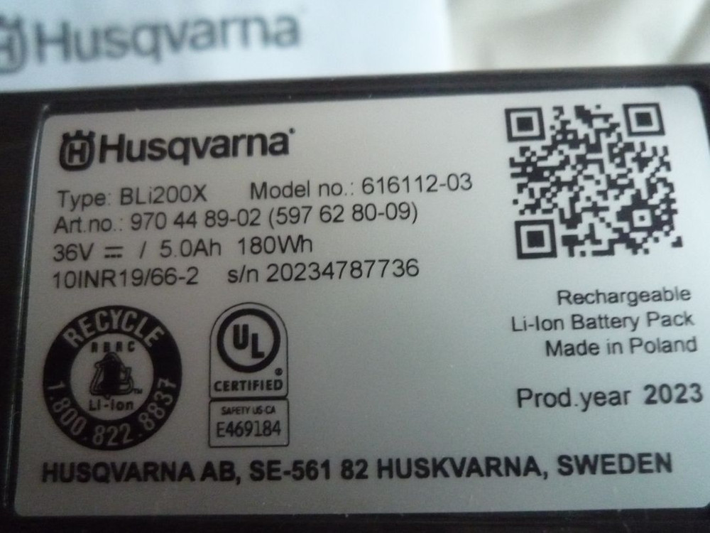 (가격내림) 허스크바나 40v BLi200X 리튬배터리 5.0ah--2