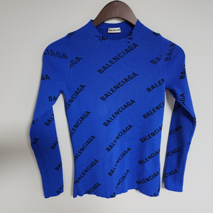 [L] 발렌시아가 블루 멀티로고 골지 여성 니트 555321 T6140 이미지