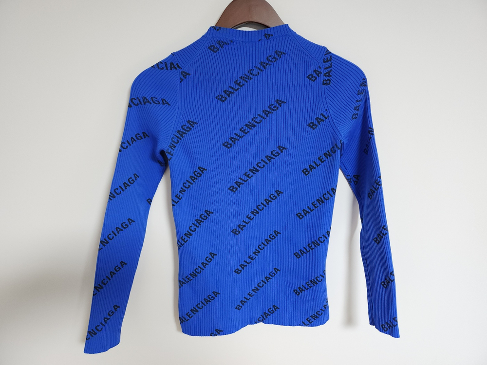 [L] 발렌시아가 블루 멀티로고 골지 여성 니트 555321 T6140 이미지