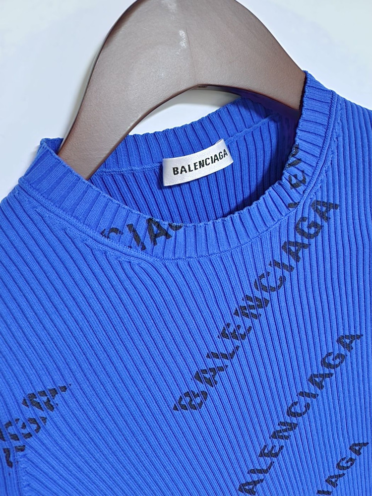 [L] 발렌시아가 블루 멀티로고 골지 여성 니트 555321 T6140 이미지