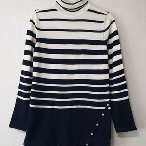 YESSE 예쎄 줄무늬 터틀넥 니트 튜닉 스타일