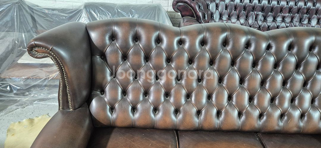 체스터필드 이태리 전체 천연가죽 3+1인소파--5