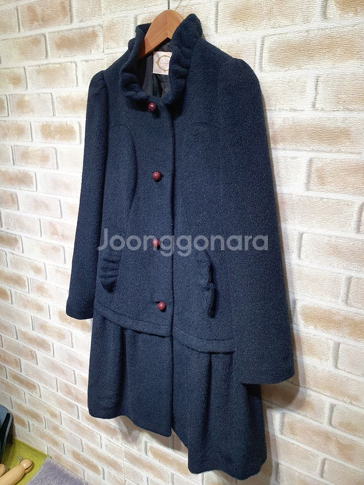 레니본 정품 새것수준 베이비알파카 울 하프코트 55마른--1