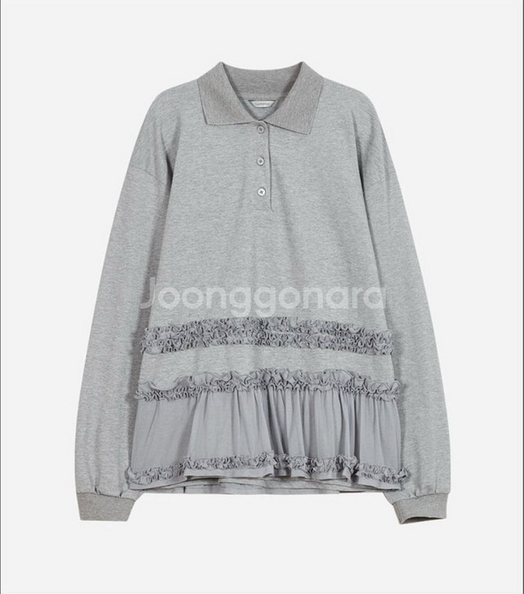 (새상품) 타입서비스 Frilled Hem Collar Top 프릴드 헴 카라 탑--3