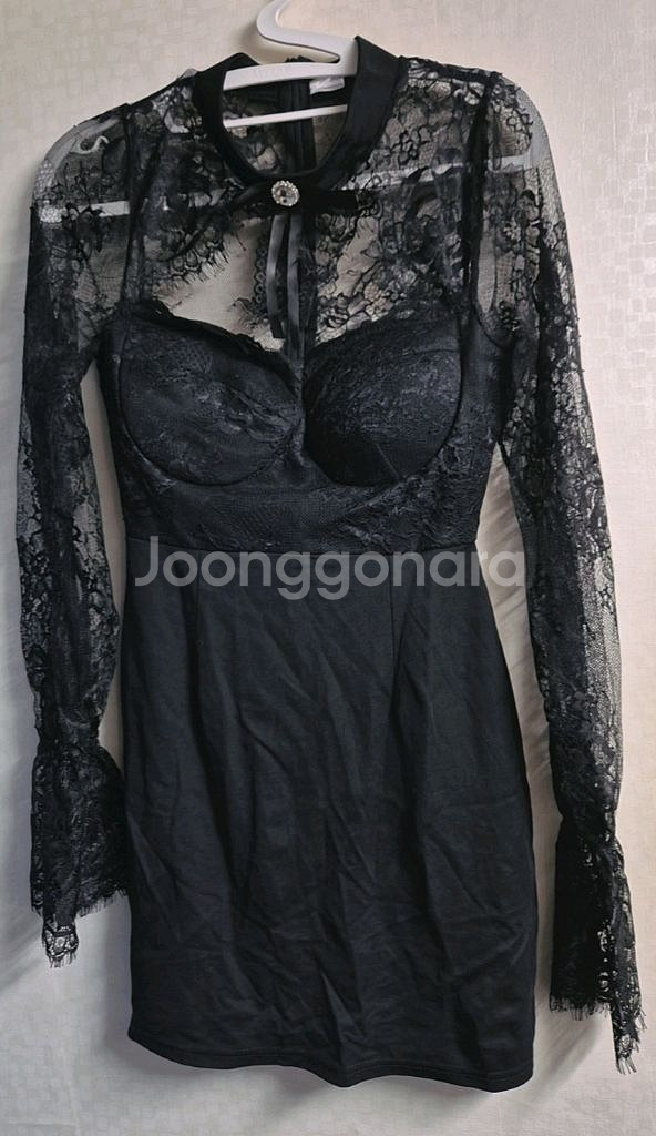 블랙 레이스 미니 원피스 S--0