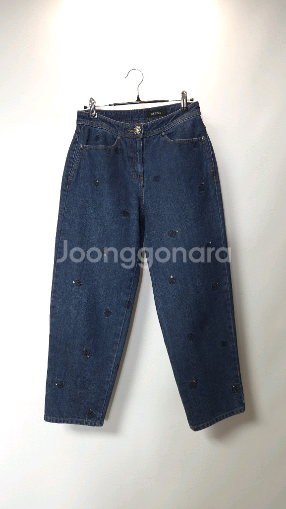 한섬 마인 2022 자수 로고 패턴 데님 팬츠 64-94--0