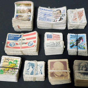 오래된 미국 우표 사용제 10 다발(1000장) 일괄. 이미지