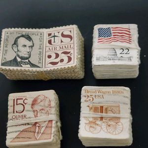 3. 오래된 미국 우표 사용제 4 다발(400장) 일괄. 이미지