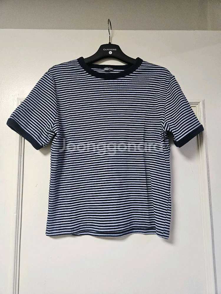 자주 jaju 블루 스트라이프 반팔티셔츠 편의점 반값 택포 7천원--0