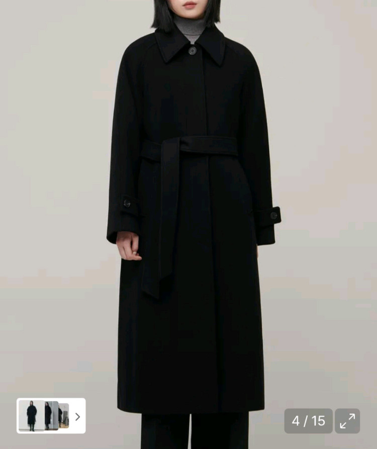 무신사 우먼즈 캐시미어 블렌드 발마칸 로브 코트 [블랙]S 사이즈--2