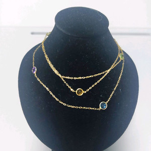 14k 골드 유니크한 레인보우 천연 보석 목걸이