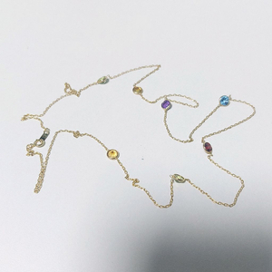 14k 골드 유니크한 레인보우 천연 보석 목걸이