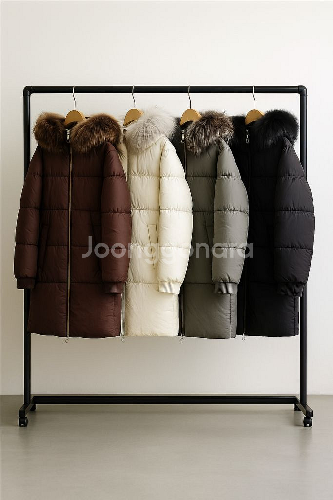 여성 프리미엄 폭스퍼 롱패딩--6