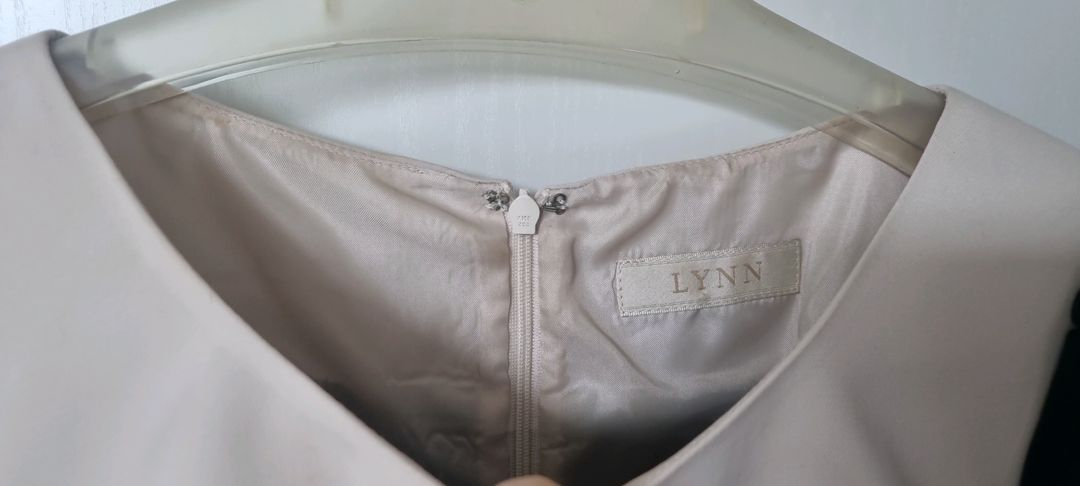 LYNN 린 블랙&베이지 배색 원피스 S (키작녀 하객룩, 상견례룩)--6