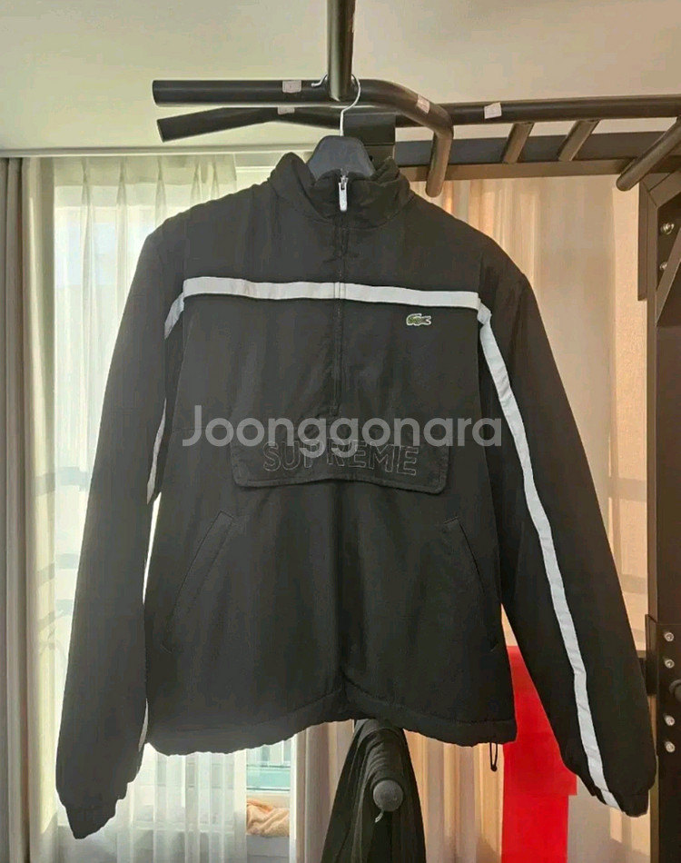 슈프림 라코스테 한정판 패딩 아노락 (퍼피 하프 집 풀오버)--0
