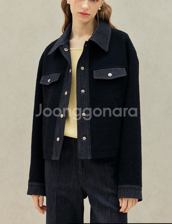 리안뉴욕 데님배색 울 자켓 55--7