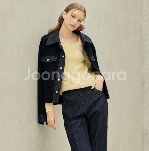 리안뉴욕 데님배색 울 자켓 55--6